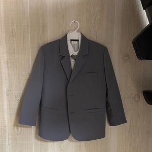 Boys Gray Blazer with white dress shirt and matching tie size 8
